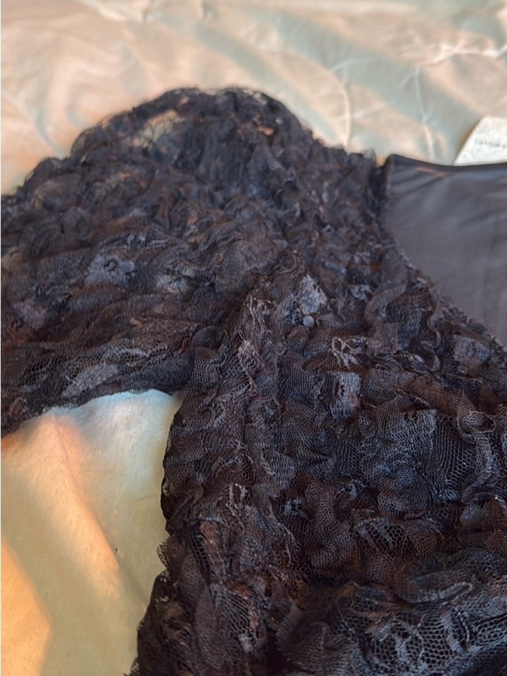 Free People Black Lace Long-Sleeve Wrap Top - Picture 10 of 12